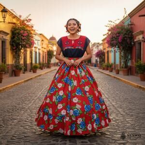 Mexican double circle practice skirt folklorico Adelita skirt one size 39.5 in